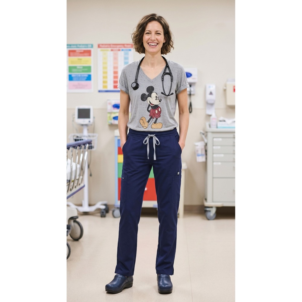 FIGS Technical Collection Navy Blue Scrub Pants Med-Petite Workwear Med Vet Dent